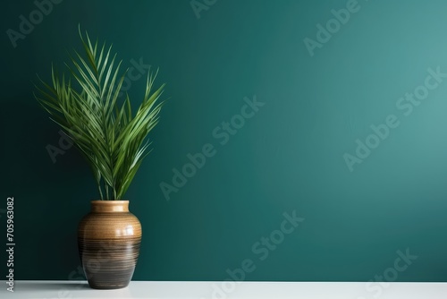 minimalist interior background with dark green wall