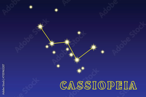 Constellation Cassiopeia. Constellation Cassiopeia. Constellation of the Northern Hemisphere of the Sky. The brightest stars of Cassiopeia form a figure similar to the letters 