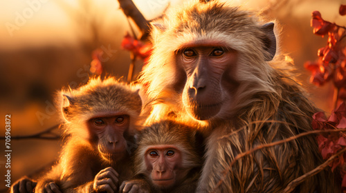 Baboon Harmony in the African Dusk. © EwaStudio