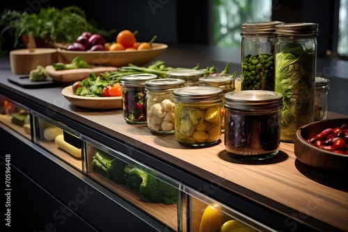 Kitchen. Glass jars for storing ingredients