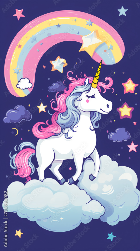 Fototapeta premium Cute Unicorn Fantasy.Cartoon Pony