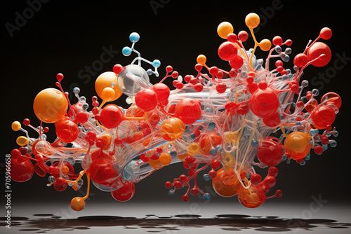 Documenting the intricate arrangement of molecules in a hemoglobin protein, showcasing its role in oxygen transportation. Metamorphosis, life, happiness photo
