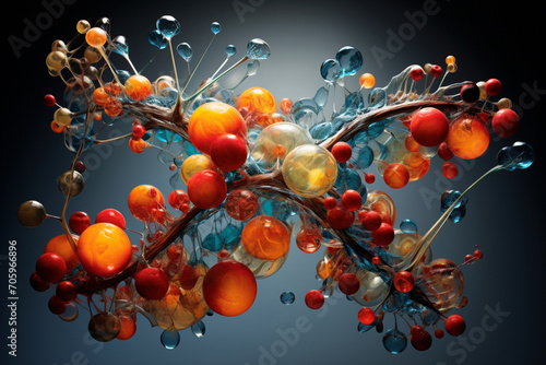 Capturing the elegant arrangement of molecules in an ATP molecule, highlighting its role as a cellular energy currency. Metamorphosis, life, happiness photo