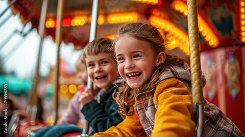 child on carousel