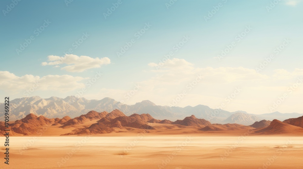 Minimalistic Superb Clean Mountain Range in the Desert in California AI Generated