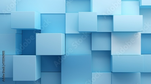 Interlocking 3D Blocks Create a Minimalistic Clean Blue Business Background AI Generated
