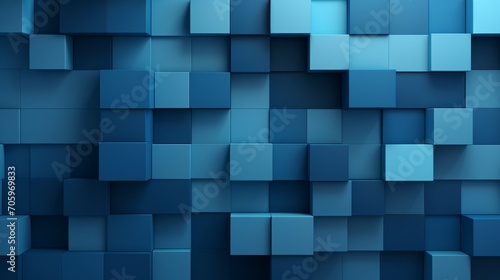 Interlocking 3D Blocks Create a Minimalistic Clean Blue Business Background AI Generated