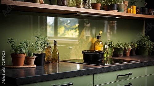 modern kitchen in green colors © neirfy