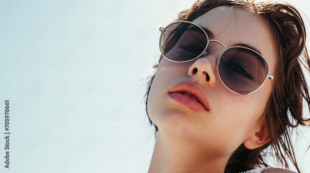 closeup portrait of a sensual model in sunglasses isolated on white closeup portrait of a sensual model in sunglasses isolated on white