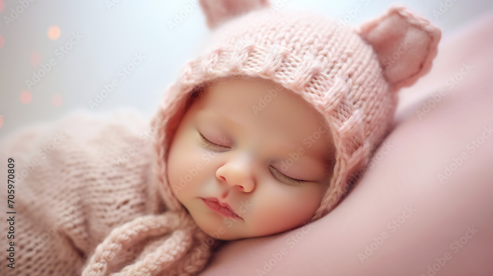 Close-up portrait of a newborn sleeping baby Close-up portrait of a newborn sleeping baby