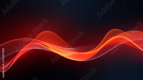 Abstract Futuristic Red and Orange Wave with Moving Dots AI Generated