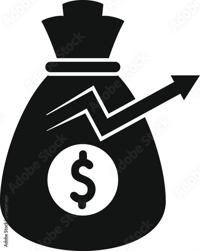 Money bag rise icon simple vector. Service benefit. Management team