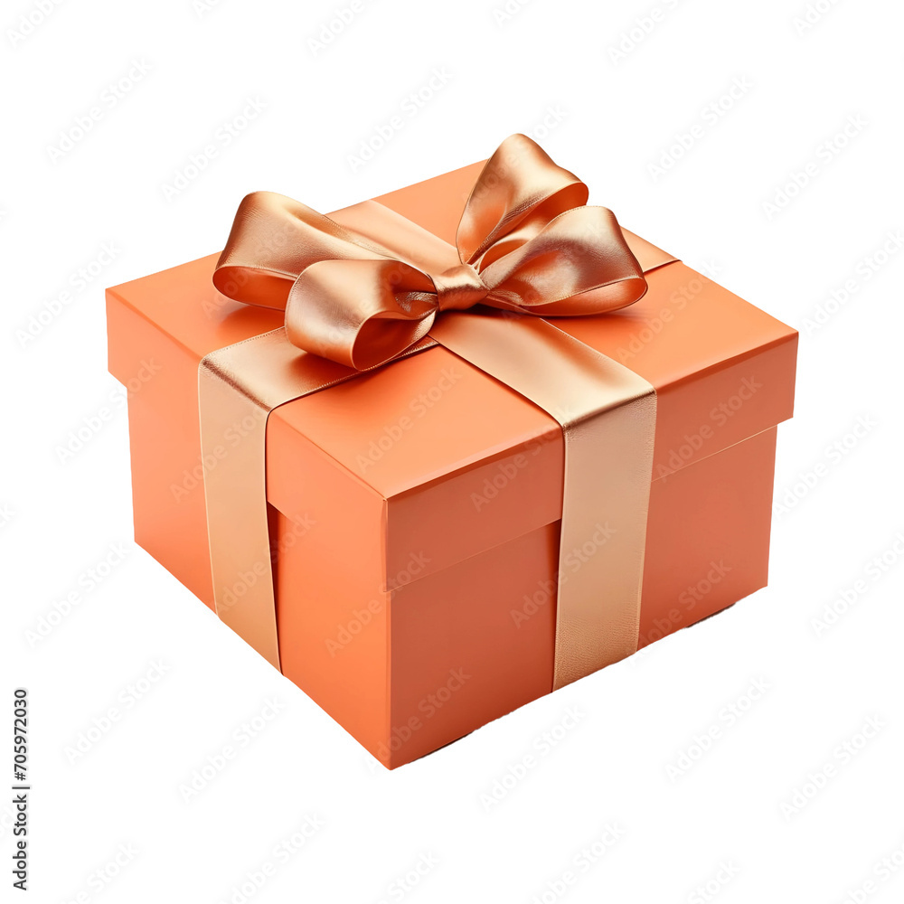 Obraz premium Valentines Giftbox with ribbon on top isolated on white and transparent background
