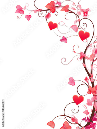 Beautiful Love Hearts Valentine theme border Transparent background