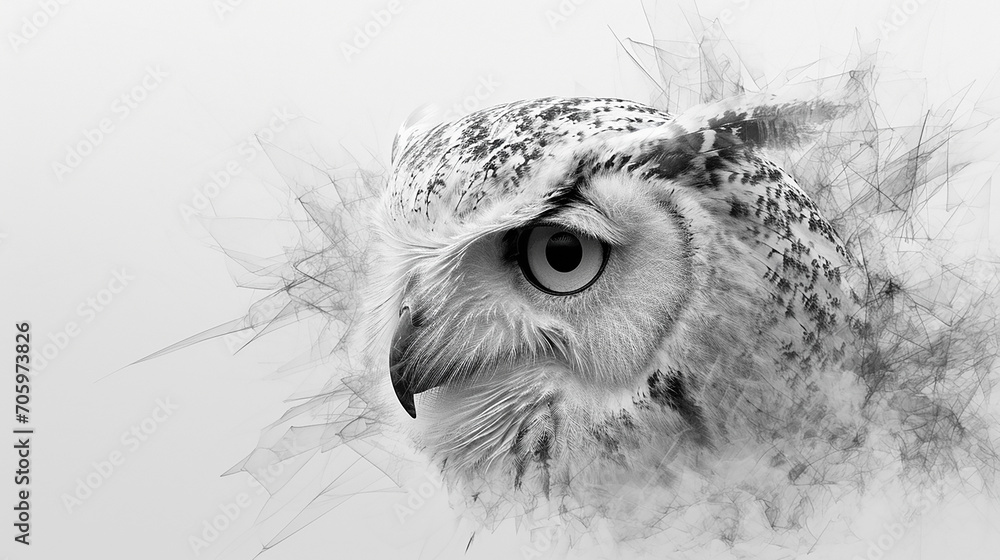 Fototapeta premium White owl on a white background. 