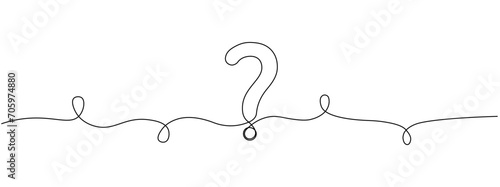 Continuous line drawing question mark . Hand drawn admiration signs. Vector illustration