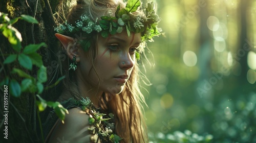 fantasy young woman in woods