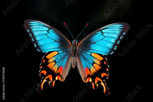 Vibrant butterfly flying alone with a transparent background. Generative AI