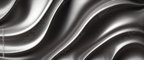 Abstract background in silver colors made of curved metal strips and surfaces. Horisontal wallpaper for smartphone. Generative AI