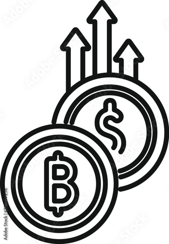 Digital money rise icon outline vector. Payment chart. Platform fusion customer