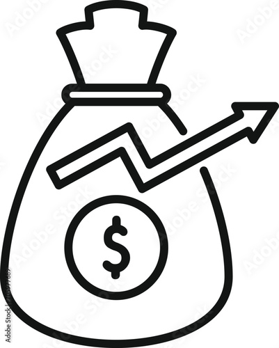 Money bag rise icon outline vector. Service benefit. Management team
