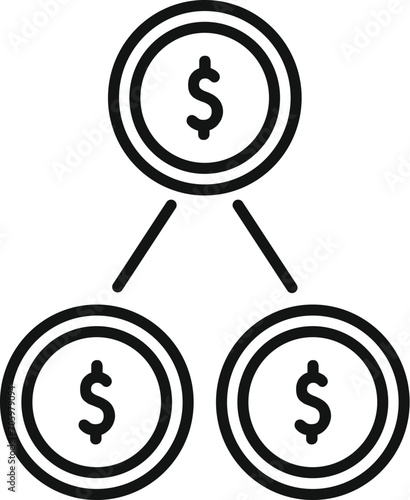 Online money graph icon outline vector. Merger direct. Portal dark