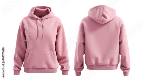 Wallpaper Mural Pink hoodie with a blank front and back view, mockup, white background. Torontodigital.ca