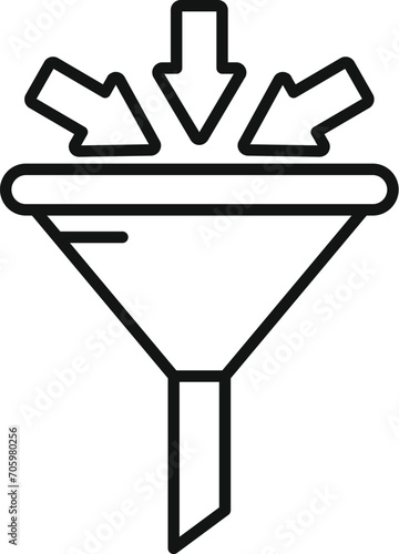 Finance funnel icon outline vector. Team nascent graph. Market platform rise