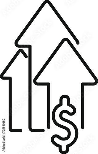 Rise up money graph icon outline vector. Payment chart. Dark benefit