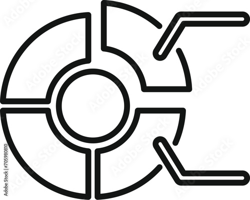 Grow pie chart icon outline vector. Service finance. Dark merger fusion
