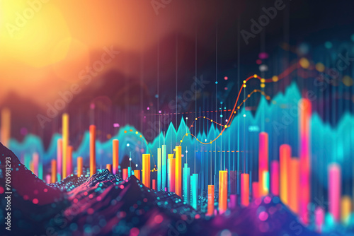 a colorful graph with lines and dots