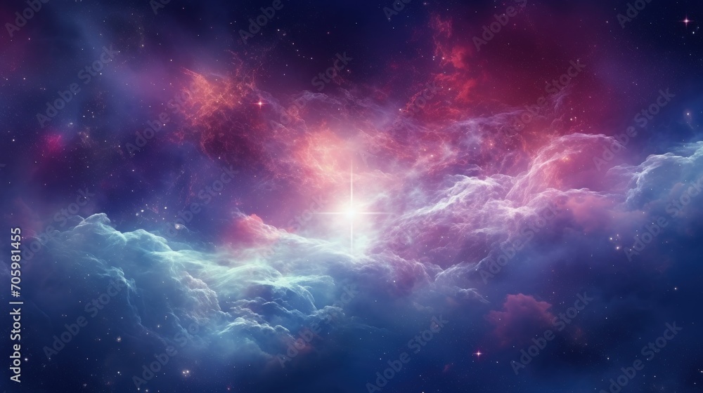 Fantastic supernova Colorful space galaxy cloud nebula scenery background. Generative AI