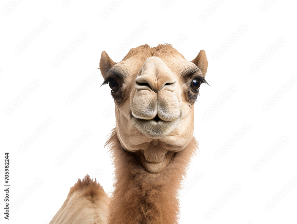 a camel looking at the camera