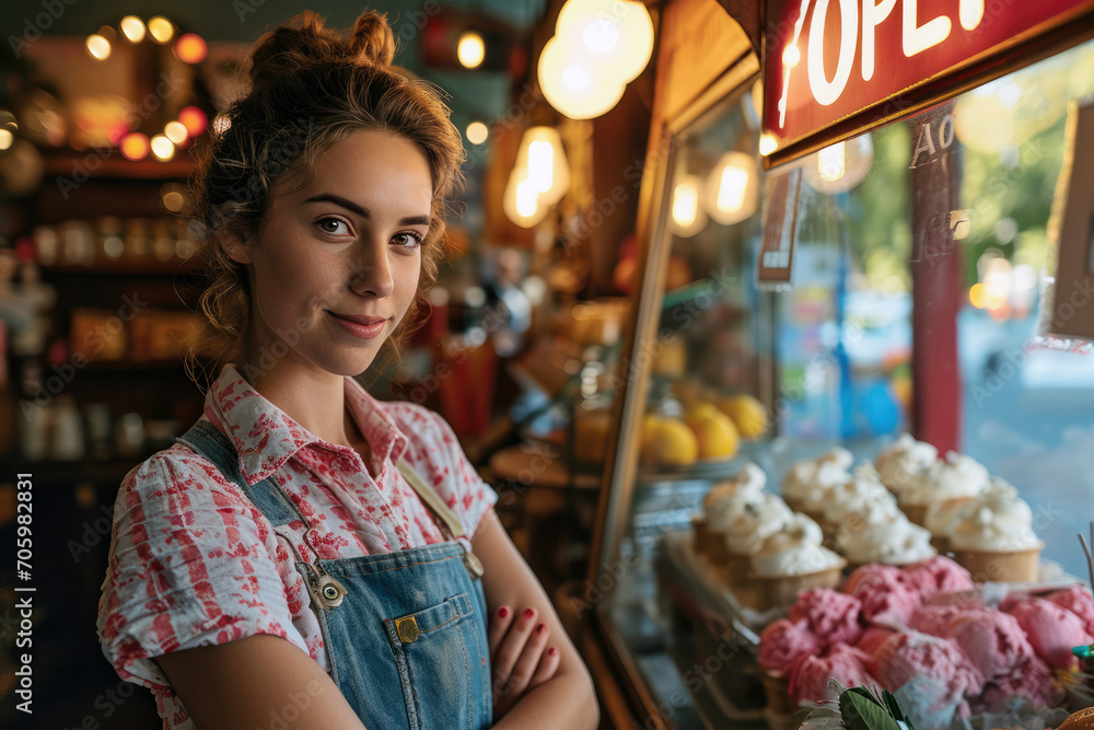 Obraz premium Portrait of a Young Pastry Shop Owner