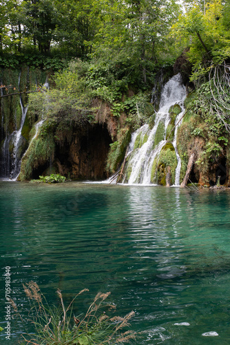 Fototapeta Naklejka Na Ścianę i Meble -  mountain river waterfall turquoise clear water  ecology