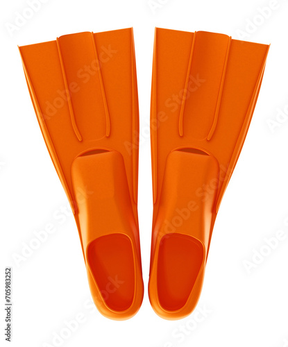A pair of diving fins isolated on transparent background. 3D illustration photo