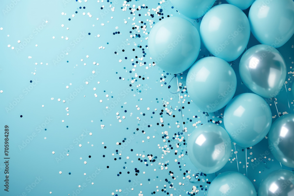 Obraz premium Blue Balloon Background with Copy Space
