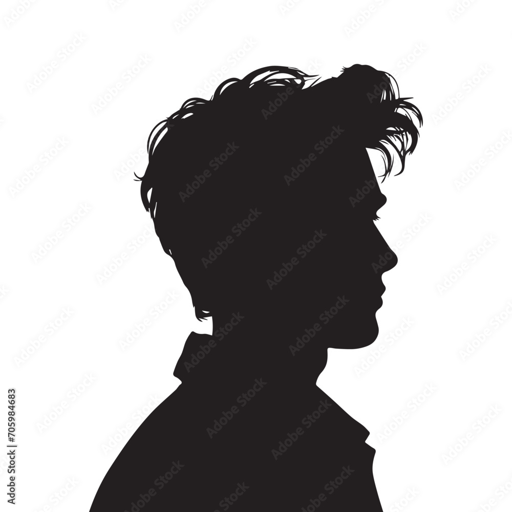 Silhouette of a black man seen from the side, vector clip art