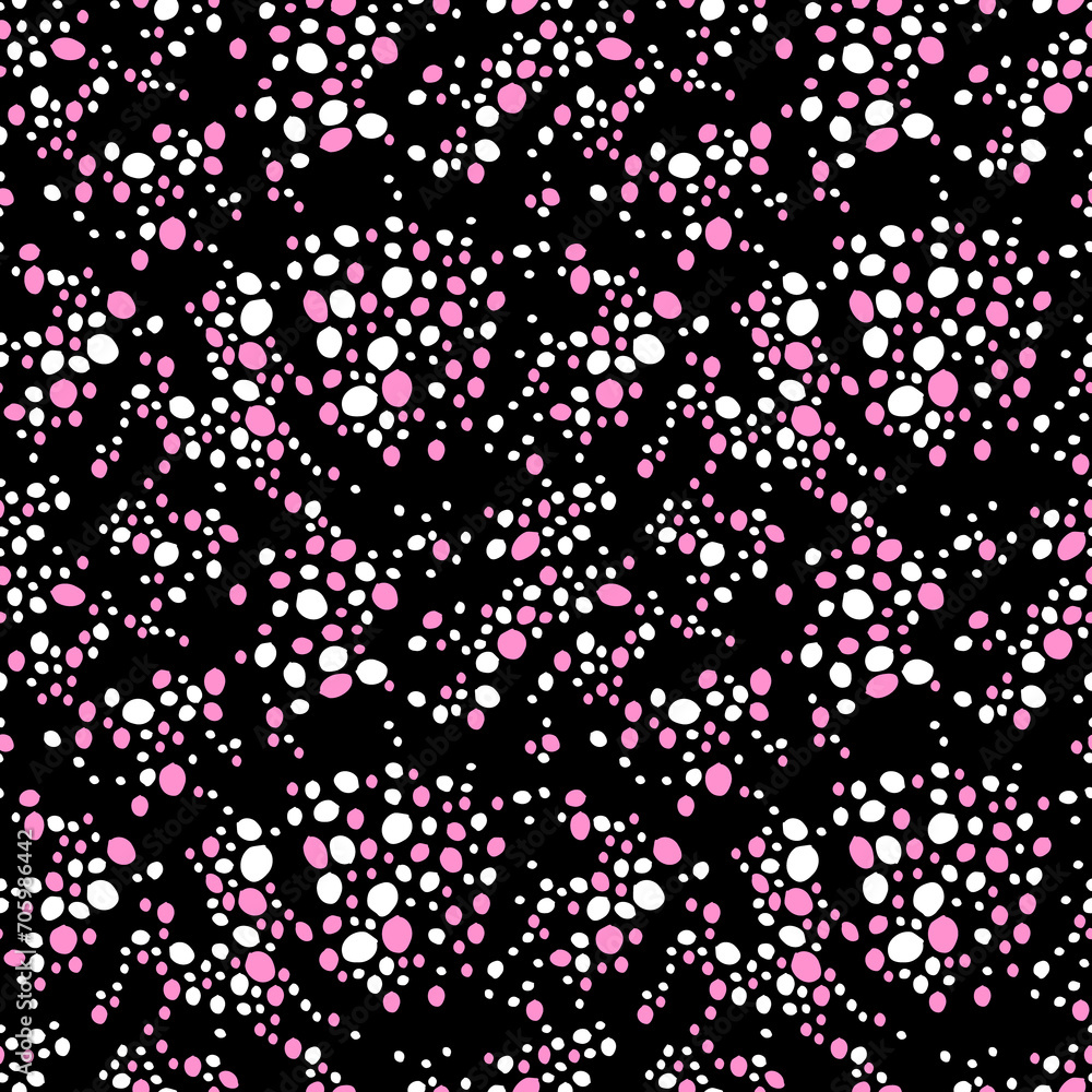 Clusters of irregular organically shaped pink and white dots in seamless pattern Clusters of irregular organically shaped pink and white dots in seamless pattern