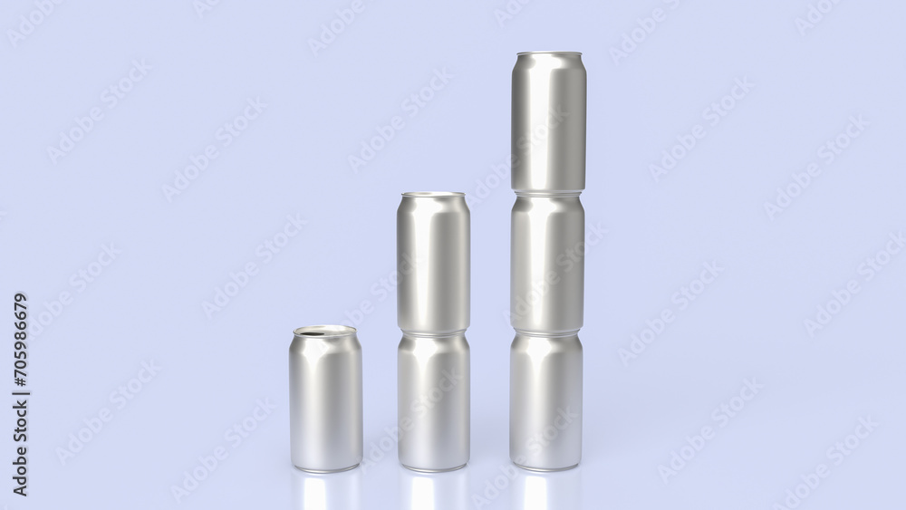 The aluminium can bar chart for food and drink or Business concept 3d rendering. The aluminium can bar chart for food and drink or Business concept 3d rendering.