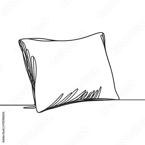 pillow in one line. vector illustration of one pillow in one line. coziness concept