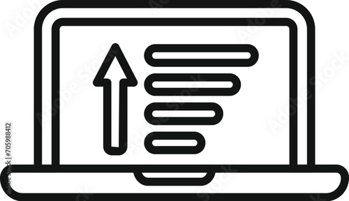 Laptop content filter icon outline vector. Creative input. Network smart