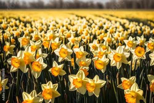 field of yellow tulips