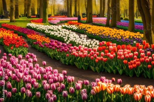 tulip field in spring