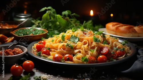 Mouthwatering Tasty Pasta Food with Copy Text