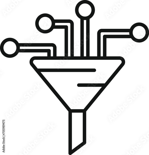 Data digital funnel icon outline vector. Content filter. Safety data server