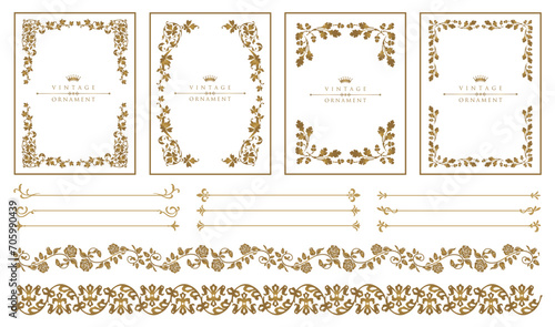 Decorative frames and borders.Vintage floral ornament, vector set