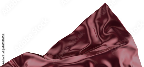 3d render of abstract red cloth falling. Silk drapery flies away.
