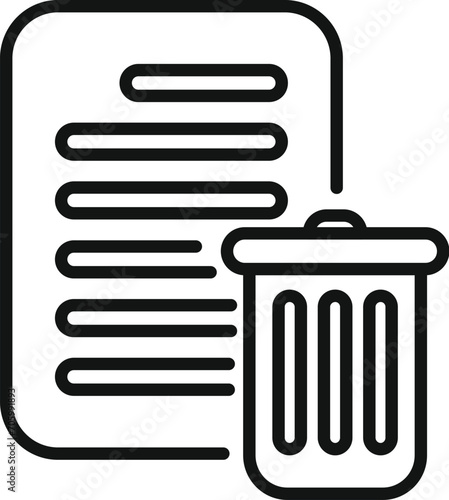 Garbage data bin icon outline vector. Input server. Network cloud