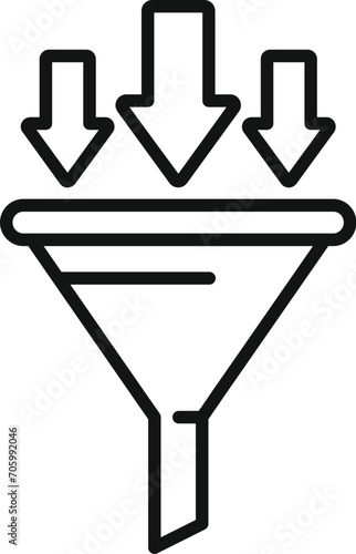 Creative input content filter icon outline vector. Funnel data. Work idea